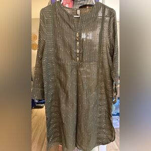 Olive Green Striped Women's Dress